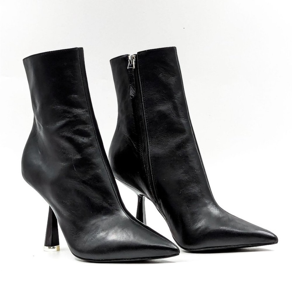 Black Suede Studio Jelena Black Leather Dressy Office Boots sz 10.5 US EU40.5